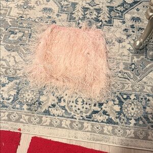 Design Lab Lord & Taylor Pink Feathered Mini Skirt